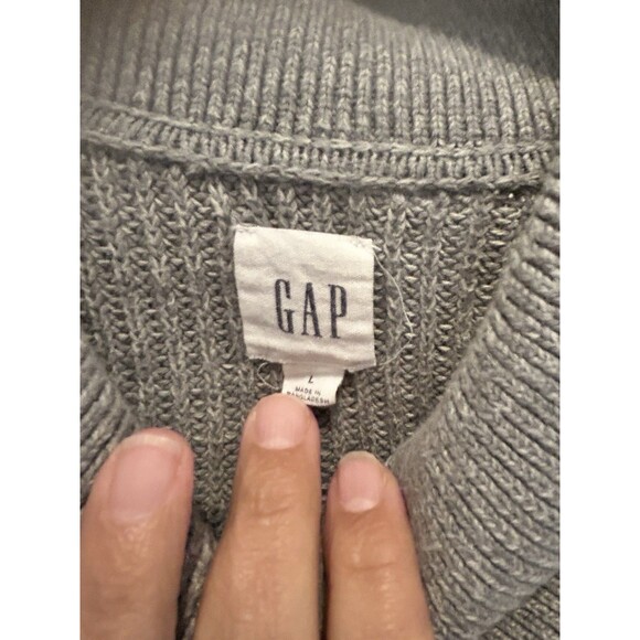 Men’s Gray Gap Vintage Sweater Shawl Collar Size Large Academia Fisherman Preppy - Picture 2 of 4